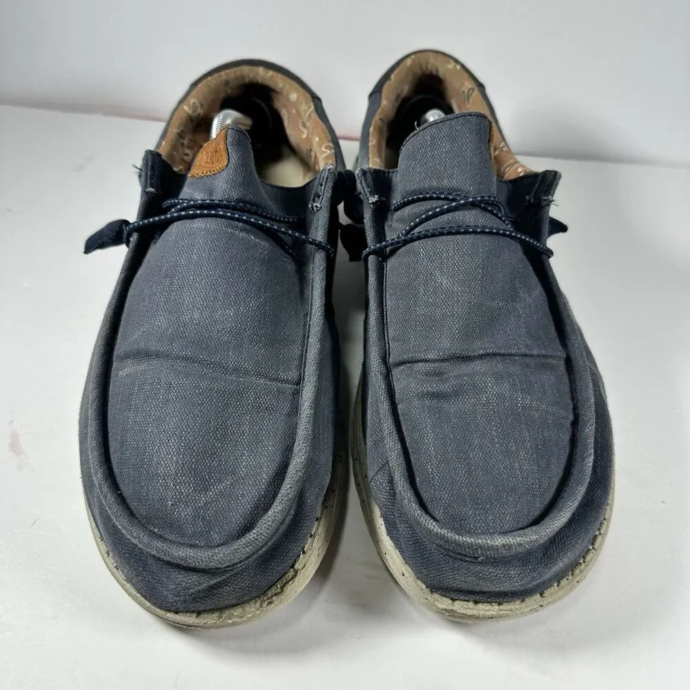 Hey Dude Wally Washed Canvas Navy Blue Men's Shoes Size M13 / EU 46 Loafers